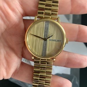Gomelsky (Shinola brand) gold watch with diamonds
